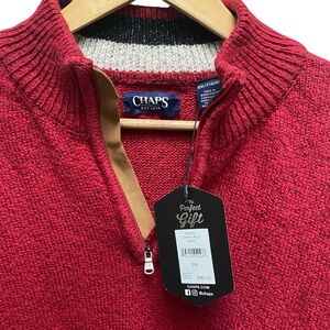 Men’s Chaps Red 1/4‎ Zip Pull-over Sweater